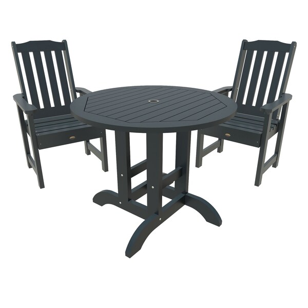 Highwood Usa Lehigh 3pc Round Outdoor Patio Furniture Dining Set AD-DNL36-FBE - main